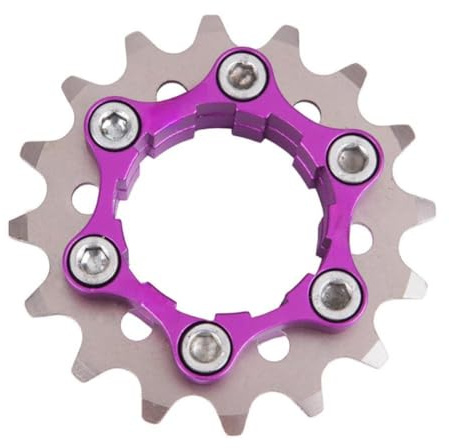 Volano a velocità singola per bicicletta, ingranaggio per bici a velocità singola con distanziali ad anello di bloccaggio per cambio fisso e mozzo in lega di alluminio, anodizzato, 16-23T (16T)