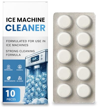 HENYGEN Lot de 10 comprimés pour nettoyage de machine à glaçons - Formule à action rapide - Élimine l'accumulation tenace et l'odeur - Tablettes de nettoyage pour machine à glaçons