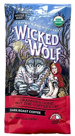 Raven’s Brew Coffee Bold Organic Coffee Dark Roast Whole Bean - Wicked Wolf 12oz