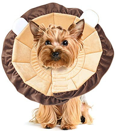 PETCUTE Halskrause für Hunde - Schutzkragen für Hunde und Katzen - Wundheilung - Kristallwildleder und Baumwolle - Klettverschluss
