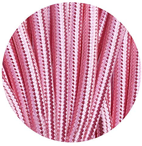 LEDSone Beleuchtung Textilkabel für Lampe 10m 3-adrig shiny Rose 0,75mm² Elektrische Leitung Leinen Runden Stoffkabel Stromkabel für DIY Pendelleuchte