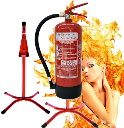 Brandengel® Universalständer gerade Rohrstahl in rot mit X - Fuß und montierten Halter freistehender Ständer geeignet für 1 Feuerlöscher der Größe 6/9/12 kg/L