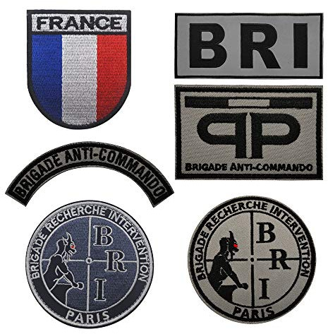 France Paris Unité Anti- BRI/Brigade Anti-Commando Écusson Brodé Patch Tactique Moral Brassard Emblème avec Support Crochet et Boucle