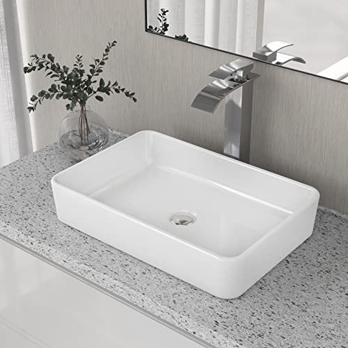 Bathroom Sink, DeerValley Ceramic Rectangular Bathroom Vessel Basin, White Cloakroom Hand Wash Basin for Bathroom 47.5 x 37.5 x 13cm