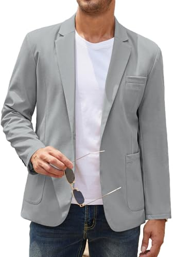 COOFANDY Men's Casual Linen Blazer Lightweight Regular Fit One Button Sport Coat Wedding Suit Jacket