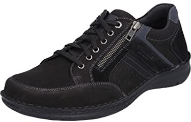 Josef Seibel Herren Low-Top Sneaker Anvers 87,Weite K (Extra weit),Wechselfußbett,straßenschuhe,Strassenschuhe,schwarz-Kombi,45 EU