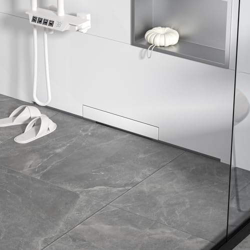 Bernkot Linear Wall Drain 30’’, 304 Stainless Steel Side Drain w/Tiled Grate & Hair Strainer, Brushed Tiled Shower Drain for Bathroom, CUPC Certified