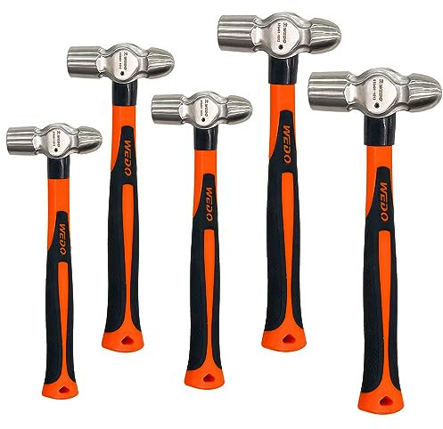 WEDO 5-teiliges Kugelhammer-Set, 227 g, 340 g, 453 g, 680 g, 907 g, Edelstahl-Kugelhammer, gesenkgeschmiedet, stoßfest, korrosionsbeständig