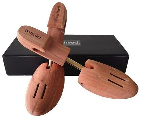 Refined. Cedar Shoe Tree Adjustable Shoe Keeper for Men Cedar Wood Shoe Tree for all types of flat-sole shoes (Large / 10.5-11.5 US)