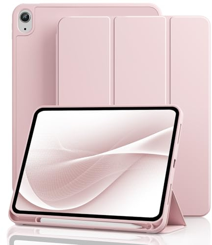 GKABXY Étui pour iPad (A16) 11e Génération 11 Pouces 2025 / iPad 10e Génération 10,9 Pouces 2022, Coque Mince avec Support Intégré et Dos Flexible en TPU, Fonction Auto Wake/Sleep, Rose