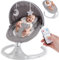 harhoers Electric Baby Swings for Newborn(0-12 Month),Portable Swing for Baby with 10 Swings Speed,12 Bluetooth Music Lullabies,Indoor and Outdoor Use Gray