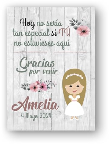 Genérico Tarjetas de Agradecimiento para Comunión Niña muy bonita, detalle para invitados. Tarjetas de agradecimiento para invitados, tarjeta de agradecimiento niña de comunion.