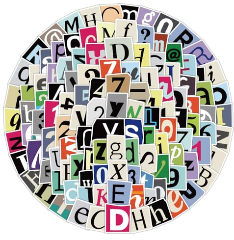 200PCS Adesivi Alfabetici Vintage, Mini Adesivi Autoadesivi in Vinile Impermeabile per Scrapbooking, Etichette, Taccuini, Diari, Calendari, Bicicletta, Fai da te