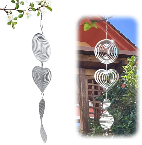 LUMOOM Espantapájaros reflectantes 3D de metal para colgar, eficaz para jardín, exterior, balcón, terraza, patio, ventana, espiral de viento