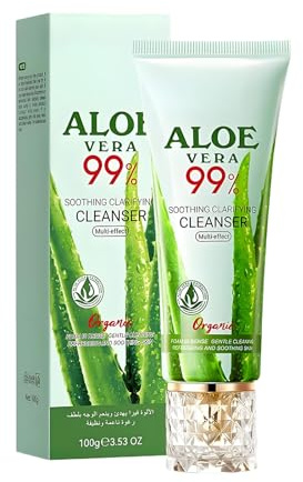 Lait Nettoyant Doux Et Apaisant À L'Aloe Vera Pour Une Peau Tendre Et Lisse, Nettoyage Profond Sans Tiraillement, Laisse La Peau Propre Et Rafraîchie, Enrichi En Extrait Naturel D'Aloe Vera