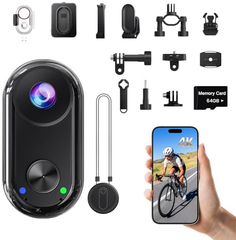 Camlance Mini Action Cam 4K,20 MP Portatile Body Camera,6 Assi Stabilizzata POV Camera,Macchina Fotocamera Subacquea 40M,WiFi Mini Videocamera Magnetica (64 GB e Accessori di Montaggio)