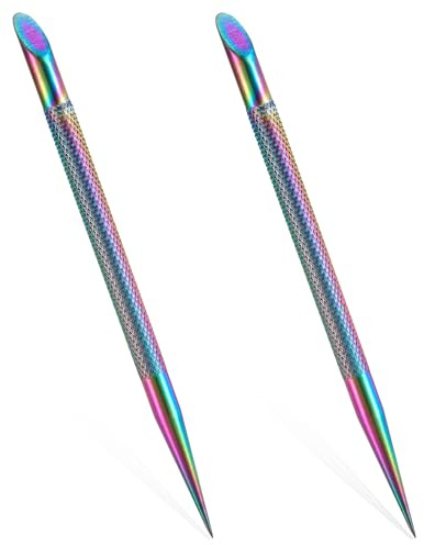 2Pcs Stainless Steel Cuticle Pusher Portable Nail Cleaner Remover Dead Skin Polish Peeler Cutter Professional Pedicure Nail Art Care Nails Cleaning Cuticle Stick for Fingernails Toenails Manicure