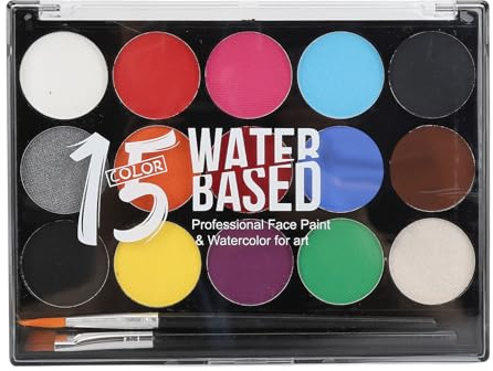 OKOVO Kids Face Paint Kit 15 Colors Water Based Face Body Painting Palette Washable Makeup Kit for Cosplay Party Halloween 30g (Type A)