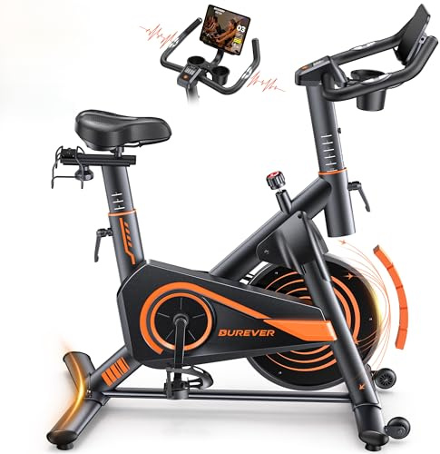 2026 Update Burever Exercise Bike with LCD Display, Spin Bike with APP, 0-100% Magnetic Resistance, Dumbbell Rack, Exercise Bikes for Home Gym Use, 15kg Flywheel, 160KG Weight Capacity