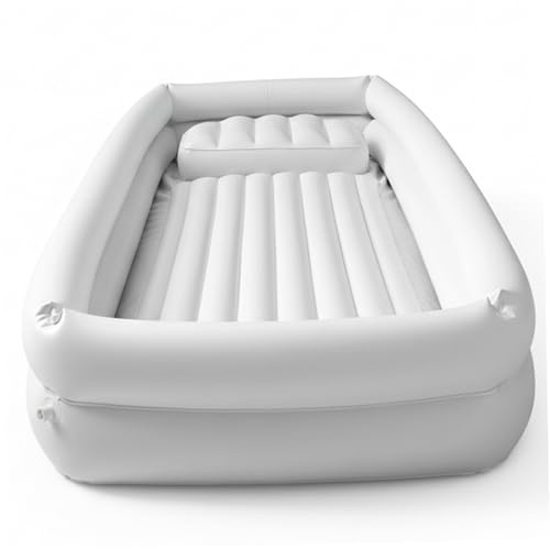 Bañera inflable estación portátil para lavar el cabello para usar junto a la cama bañera cómoda para el cuidado de personas mayores uso doméstico para adultos y niños color blanco.