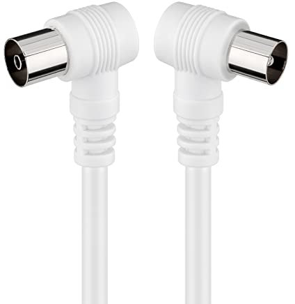 Goobay 11522 Cable Antenne TV 5m / 2x Prise antenne coudée 90° / Coaxial mâle à coaxial Femelle / Câble 70 dB double blindage