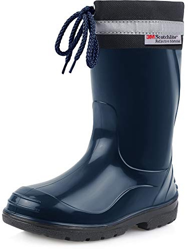 Ladeheid Botas de Agua para niños Botas de Lluvia con Suelas Antideslizantes Unisex Goma para Niñas Rainboots for Kids Impermeables LA-972 (Azul Oscuro/Negro, 34 EU)