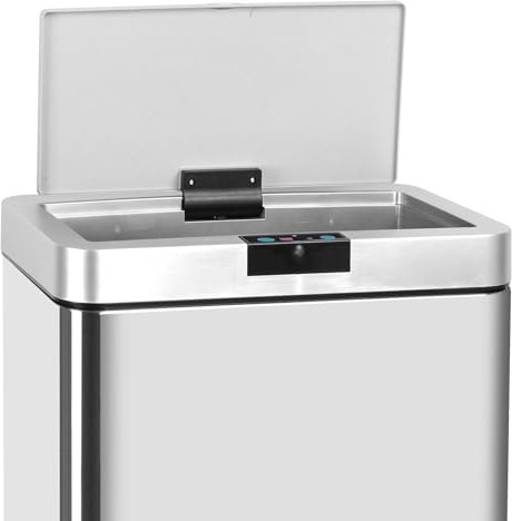 KITCHEN MOVE Couvercle de poubelle automatique rectangulaire modèle DAYTONA 60L Chrome