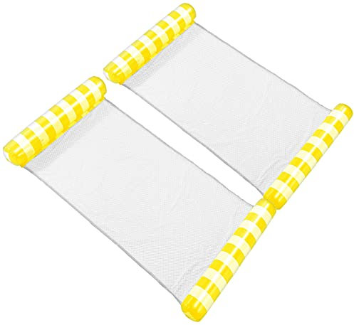 infactory Wasserhängematten: 2er Pack Superleichte Wasser-Hängematte, aufblasbares Kopf- & Fußteil (Luftmatratze mit Netz, Wasserliege, Schwimmring)