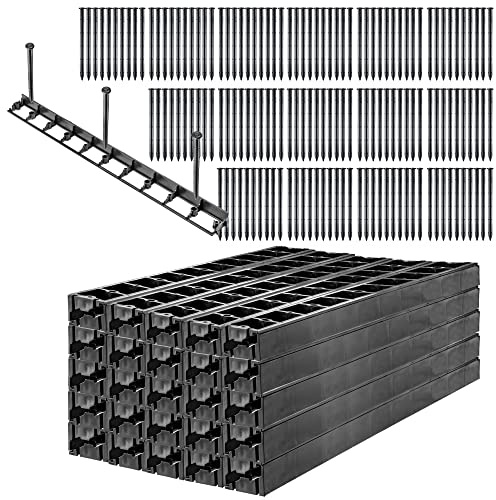 KADAX Rabattkant, 45 mm, 50 stycken + 150 spikar, rabattkant av plast, gräsmattinfattning med klicksystem, rabattkantsset, klippkant, gatkant (svart, set D)