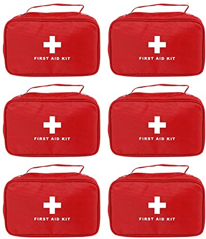 AOUTACC 6Pcs First Aid Bag Empty, Waterproof Durable First Aid Kit Bag Empty with Zippered,First Responder Storage Medicine Emergency Bag for Home Office Kitchen Outdoor Travel Activities-Red