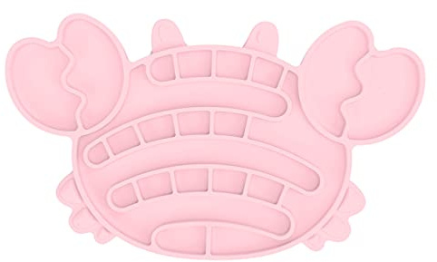 Hundskål med långsam matning, husdjursmatarmatta, slickmatta för hundar och katter, silikon krabbform interaktiv antisväljning långsammare matningsplatta (rosa)