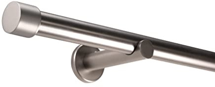 Deco-Raum Gardinenstange auf Maß 25mm Wandträger Style Endstück Cap edelstahl-optik nach Maß gefertigt, ohne Ringe 250 cm, geteilt