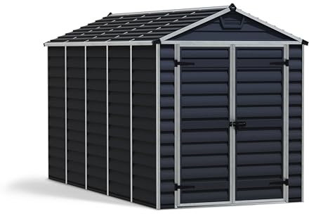Canopia by Palram Gerätehaus Garten Skylight 6x12 Geräteschuppen Metall 185 x 379 cm Midnight Grey Polycarbonatplatten rostbeständig UV-Schutz
