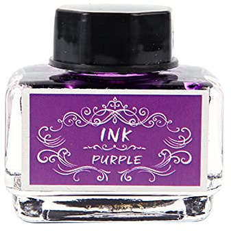 Flacon d'encre Violet 15ml Encre en Bouteille de Stylos-plumes Cartouche Encre de Couleur pour Stylo Plume Encre de Calligraphie, Encre D'écriture pour Le Stylo Plume, Stylos en Verre, Pinceaux