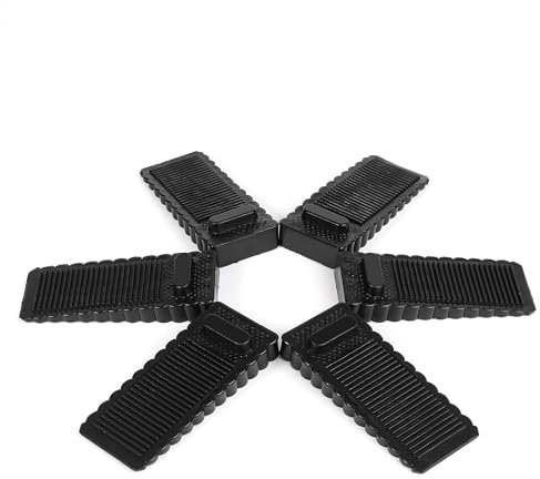 DasWas 6x Rutschfeste Türstopper aus Gummi | Silikon-Türstopper für alle Böden | Höhenverstellbarer Türkeil zum Fixieren von Türen in Küche, Büro, Keller - Schwarz
