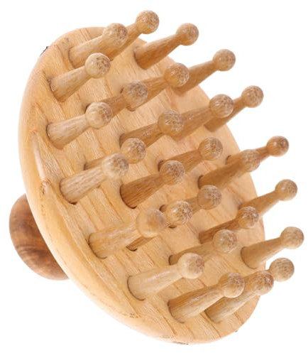 POPETPOP Peigne De Massage En Bois Naturel 3.15 Pouces Pour Cuir Chevelu Brosse Ergonomique Anti-Statique Stimule La Circulation Sanguine Relaxation Du Corps Et Des Cheveux