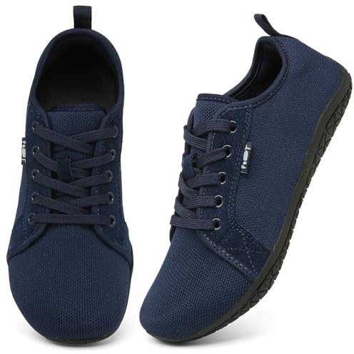 Geweo Chaussures Pieds Nus Barefoot Décontractées Running Trail Femme Homme Minimaliste Baskets Marche Unisexe Large Orteil Trekking Sneakers Respirant Poids Léger pour Bleu Marine 41EU