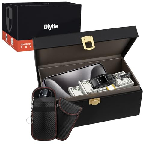 Diyife Faraday Keyless Go bilnyckelfodral - 2 fickor 22 x 13 x 10,3 cm