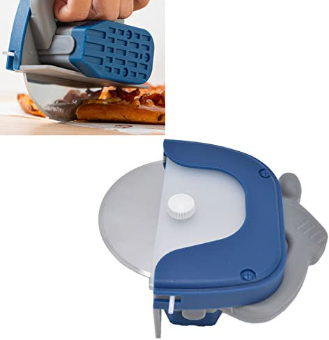 Coupe-pizza, scie circulaire roue à pizza en acier inoxydable couteau à pizza rond avec poignée ergonomique roue de coupe-pizza portative pour couper la pizza