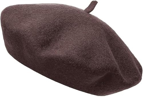 CHAAL® Womens Beret Hat Women Accessoies Men Wool Solid Color French Style Classic Beret Hat - Vintage Women's Berets for Ladies UK Artist Beret Brown