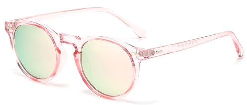 LJCZKA Occhiali da Sole Polarizzati Rotondi Uomo Donna, Vintage Rotondi Occhiali da Sole Retrò Classici Occhiali Polarizzati con Protezione UV400