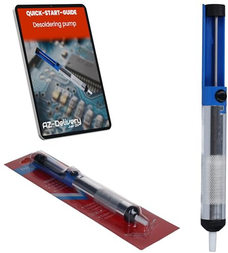 AZDelivery Entlötpumpe Lötpumpe Lötsauger Desoldering Pump – Lötzinn Entferner für Elektronik & Platinen – Manuelle Vakuum Entlötwerkzeug mit Hitzebeständiger Düse – Lötzubehör für Reparaturen & DIY