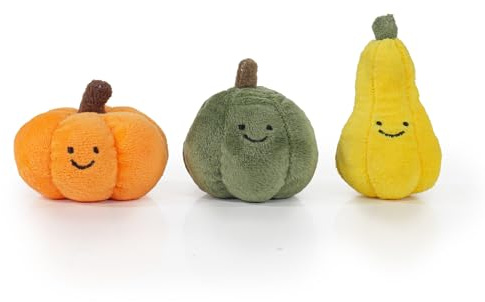 Rosewood Halloween Mini Pumpkin Dog Toy Set – 3-Pack Plush Squeaky Dog Toys for Small Dogs – Cute Festive Pumpkins with Hidden Squeakers – Soft Chew Toys for Gentle Play & Halloween Fun