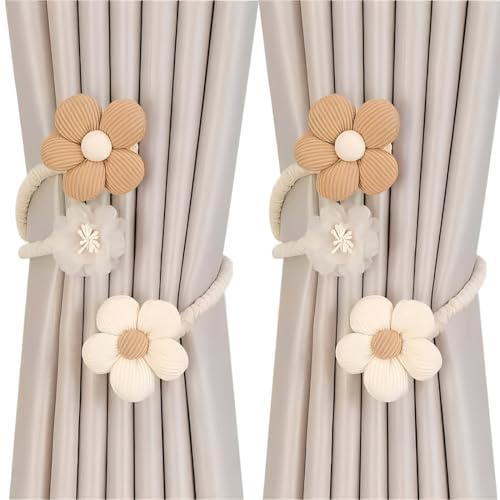 VEOIRXU 2 Pezzi Fermatende Regolabili Raccogli Tenda Con Forma a Fiore Accessori Tende e Tendine Decorazioni Finestre Fermatende Per Camera da Letto Officio Hotel