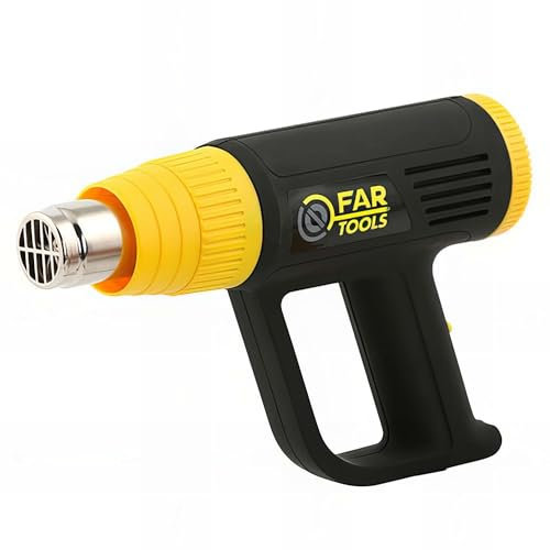 Fartools Décapeur thermique 2000W, 2 vitesses de chauffe à 80 et 600 °C, 2 vitesses de ventilation 350 et 500 l/min, livré avec 5 accessoires, câble de 2m