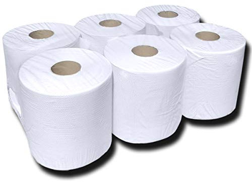 6 Handtuchrollen Innenabwicklung, Handtuch-Papierrollen natur-weiß, 20 cm, 2-lagig