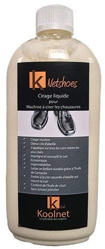 Koolnet NETSHOES Cirage Liquide Incolore 500 ML - Utilisation Facile avec Cireuse, Machine à Cirer ou Manuellement - Soin Professionnel pour Chaussures en Cuir - Nourit en Profondeur et Fait Briller