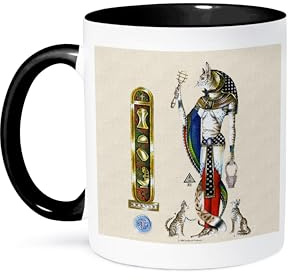 3dRose Bast Egyptian Cat Goddess Pagan Art 11oz Two-Tone Black Mug