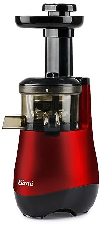 Girmi SW10 Estrattore di Succo, 150W, 55 giri/min,1 Litro, Motore DC, + 30% di Succo Estratto, Beccuccio con Tappo, Ricettario, Rosso
