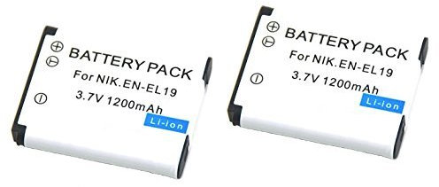 AAA PRODUCTS | 2 x Rechargeable Battery for Nikon COOLPIX Digital Cameras - Replacement for Nikon EN-EL19 Battery
